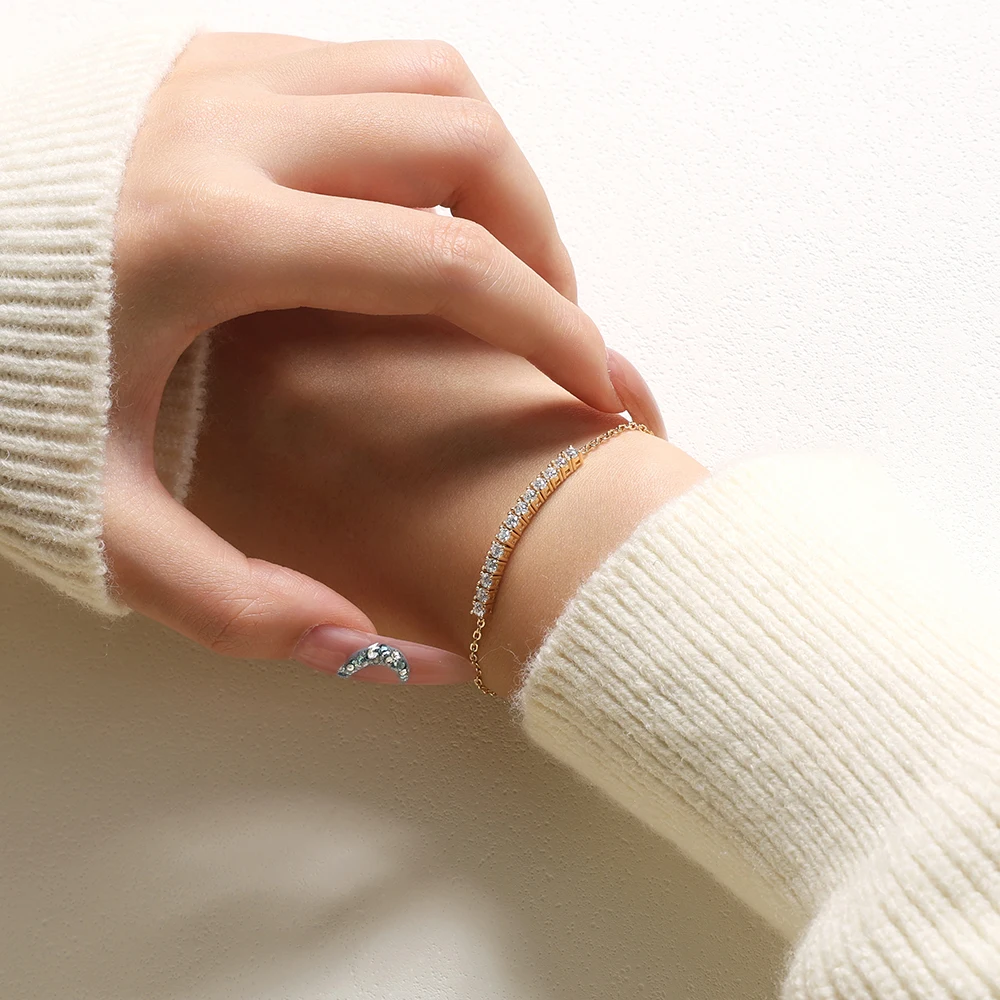 

Очаровательный классический теннисный браслет с муассанитами для женщин, серебро S925, для повседневной носки, подарок на день рождения, годовщину, с сертификатом