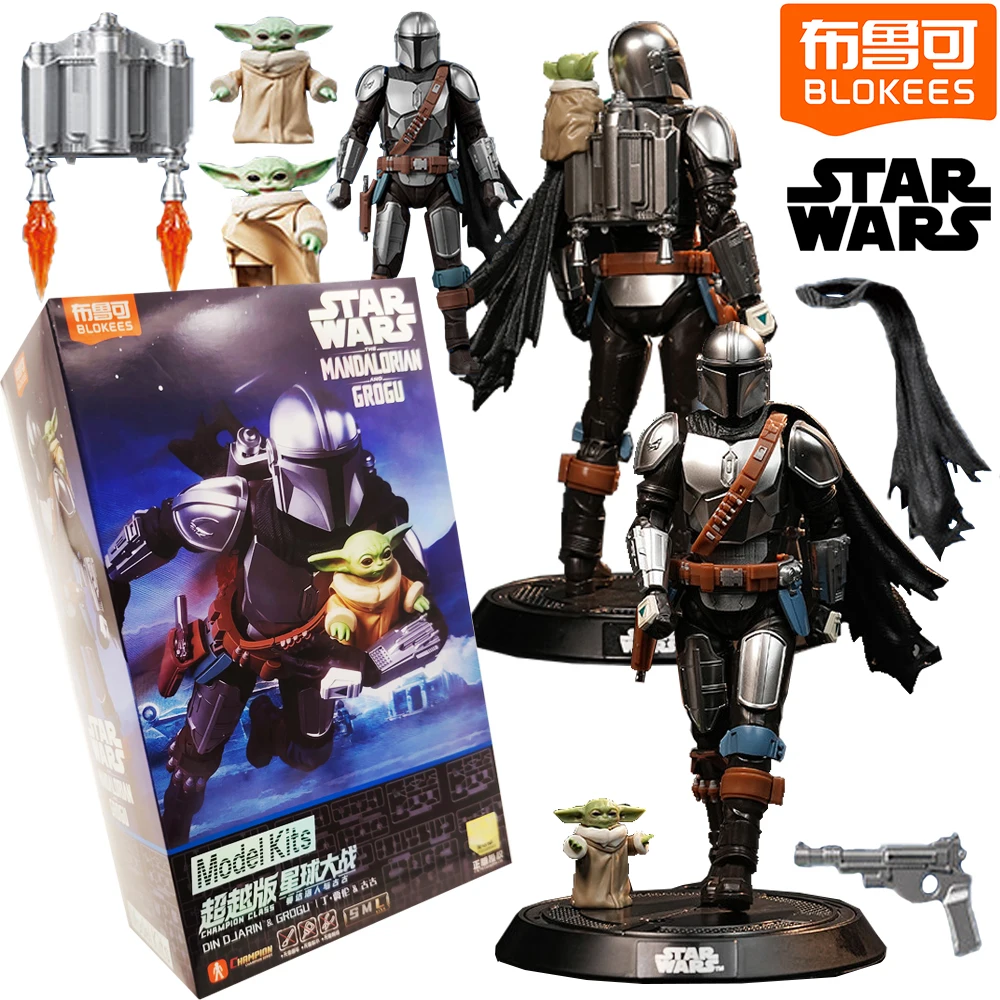 official-blokees-star-wars-din-djarin-grogu-action-toy-figures-champion-series-trendy-peripheral-model-ornament-kid-hobby-gift