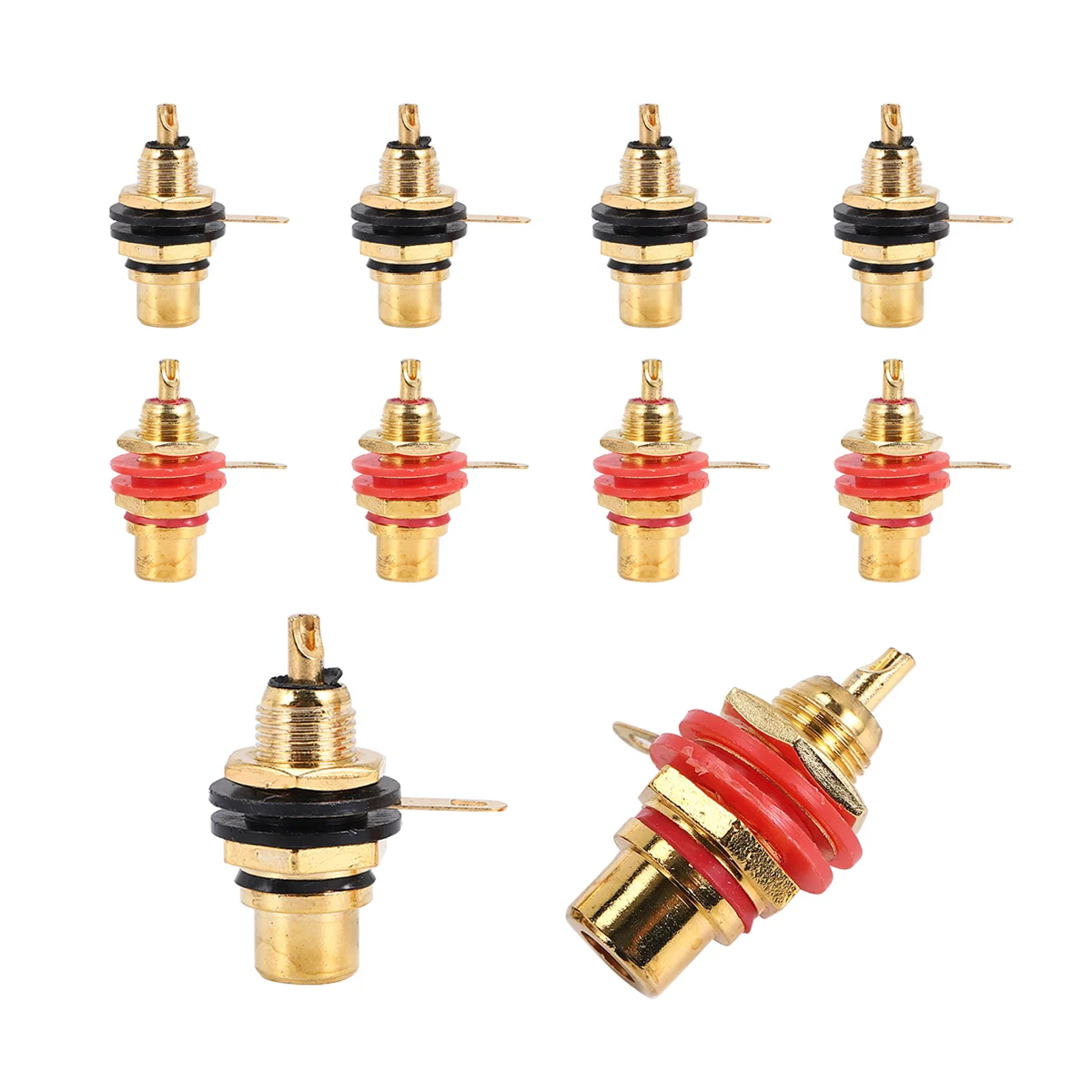 10 ピース/ロット RCA コネクタ金メッキメスジャックソケットはんだワイヤコネクタ RCA パネルマウントシャーシ