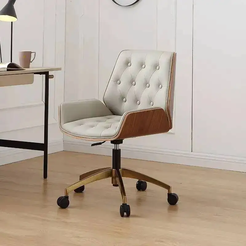 Nordic Leather Office Chair Study Computer Chair Home Conference Chair Swivel Chairs Liftable Rotating Work Chairs