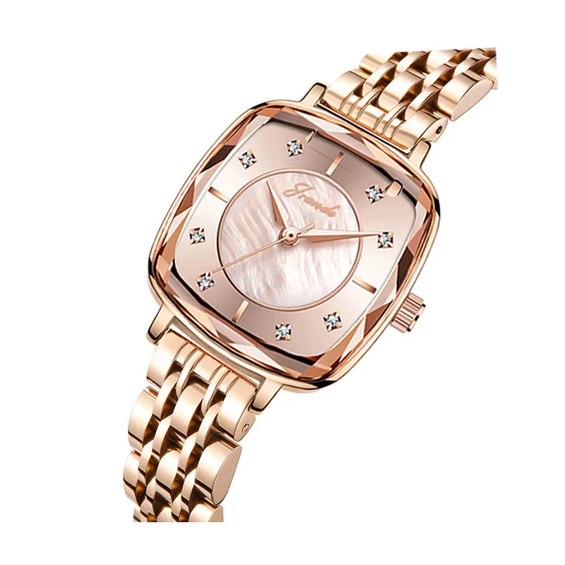 Luxury Diamond Watches Women Rose Gold Leather Waterproof Quartz Watch 2024 New Tonneau Design Original Brand Ladies Watches Red