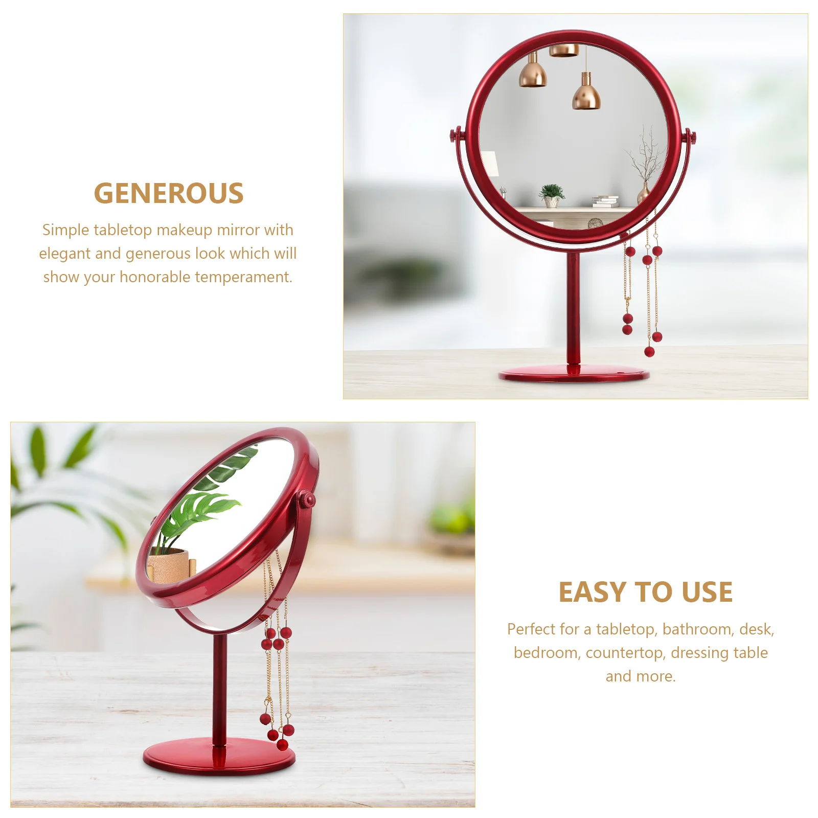 

Clear Reflection Rotatable Wedding Makeup Mirror Elegant Desktop Mirror for Bedroom Bathroom Desk Durable and Stylish Design
