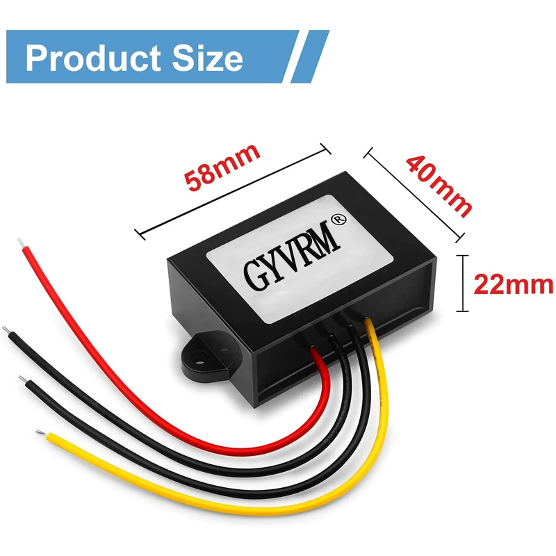 GYVRM 9-36V to 24V 1A 2A 3A Automatic Voltage Regulator Module 12V-24V to 24V Power Converter Waterproof Flame-retardant Shell