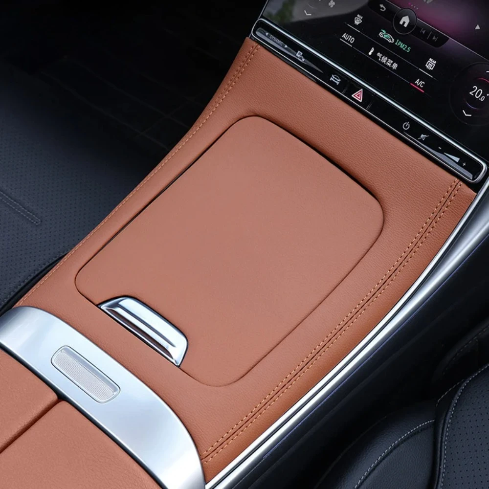 غطاء لوحة جلدية لوحدة التحكم المركزية إطار الكسوة ملحقات التعديل الداخلي لسيارة Mercedes Benz C GLC Class W206 X254