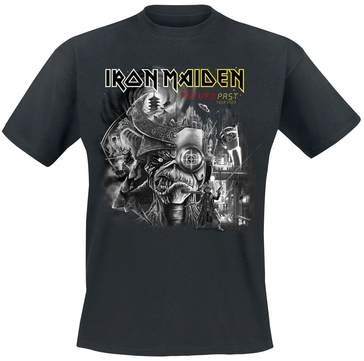 

Iron Maiden Future Past Tour T-Shirt, Unisex Heavy Metal Tee, Perfect for Fans To Show Love for Classic Metal with Cyberpunk Art