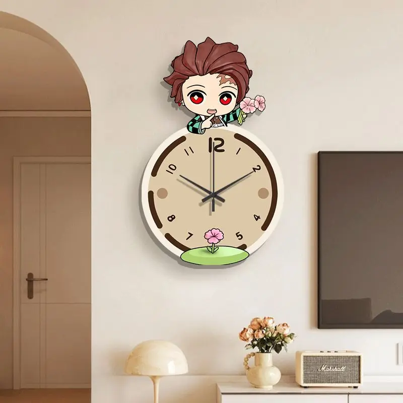 

Demon Slayer Anime Cartoon Wall Clock Tanjiro Kamado Peripheral Goods Quartz Clock Silent Fashion Home Decoration Birthday Gifts