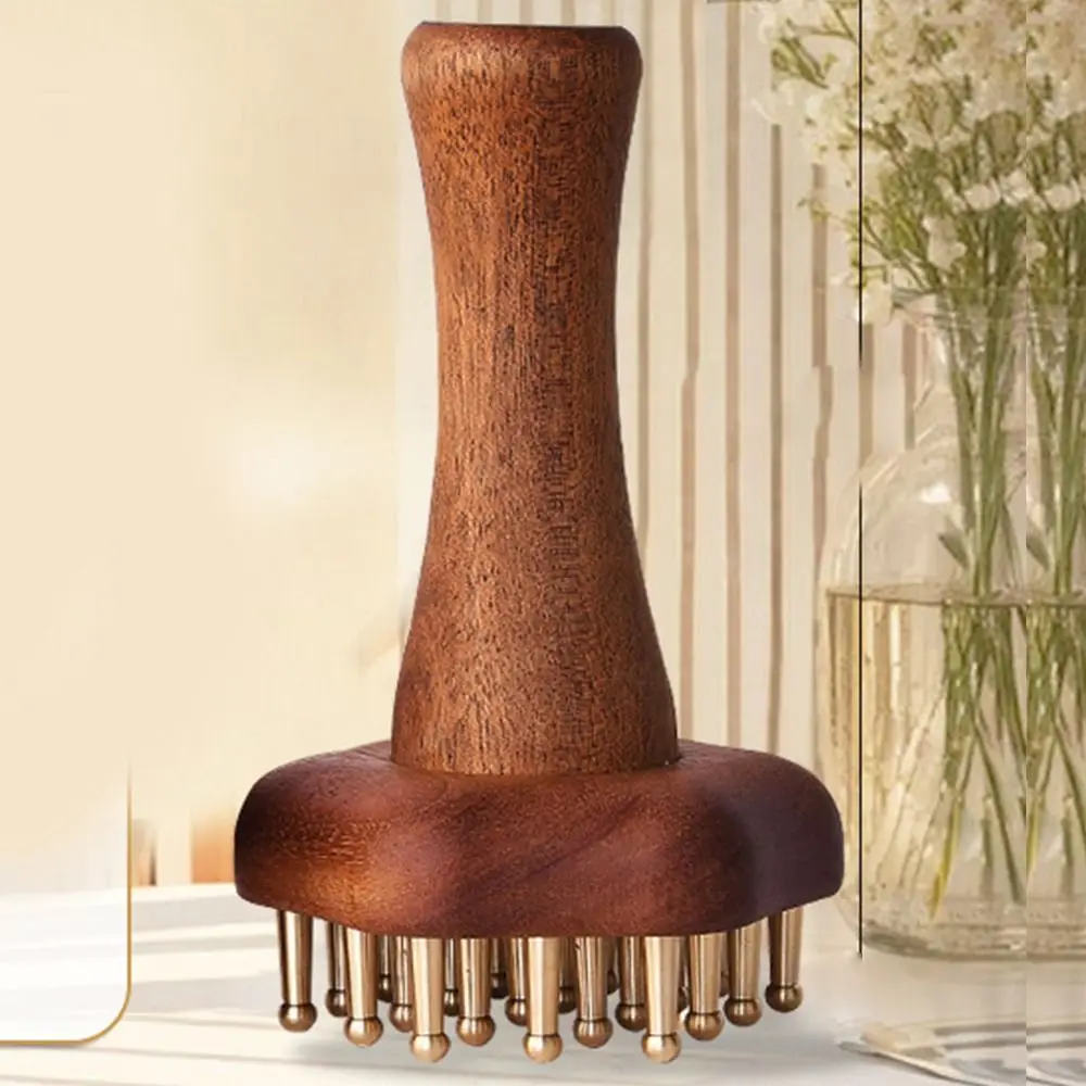 Relief 24teeth Copper Head Massage Comb Wooden Handle Durable Body Massage Brush Sturdy Chinese SPA Gua Sha Tool