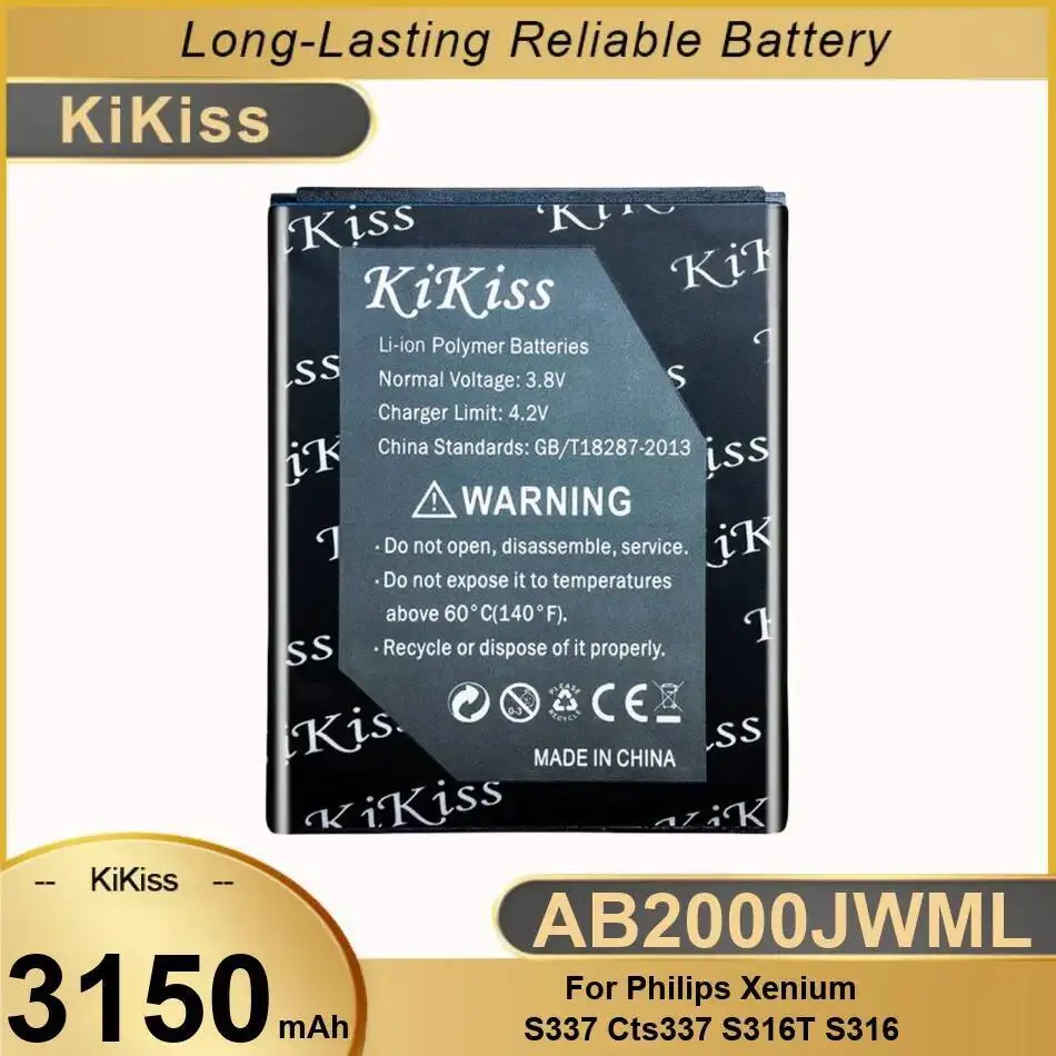 

Аккумулятор мобильного телефона для Philips Xenium S337 CTS337 S316T S316, высокоэффективный AB2000JWML, стабильный, 3150 мАч