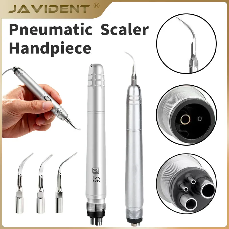 Dental Ultrasonic Air Scaler with 3 Tips Scaling Handpiece Frequency Pneumatic Scaler 2/4 Holes Handpiece Whiten Tooth  Cleaner