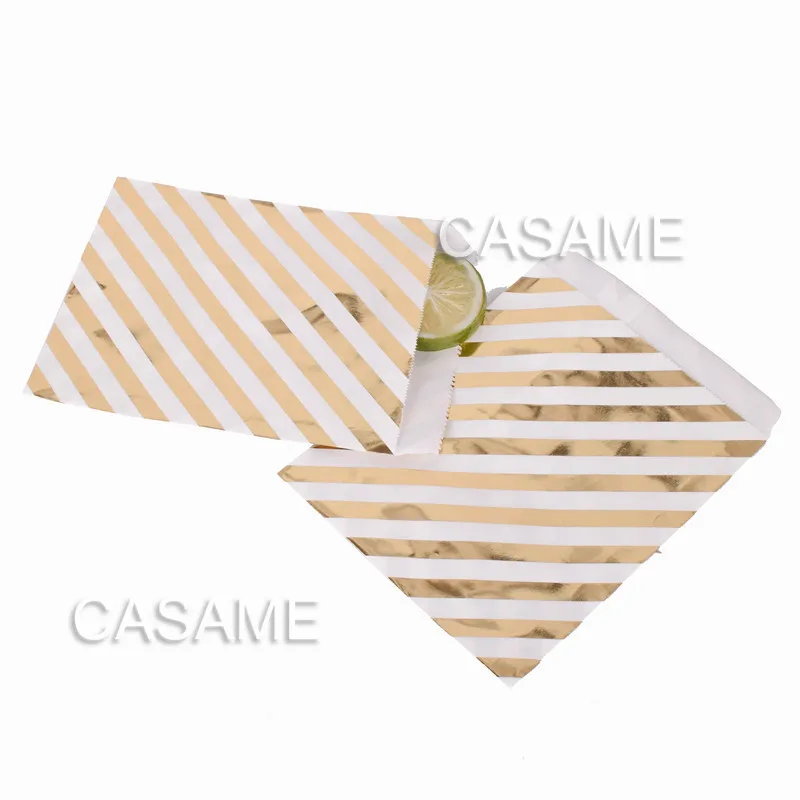 10pcs/pack 18cm Gift Bags Paper Pouch Rose Gold Paper Food Safe Bags Birthday Wedding Party Favors Gift Bags Packing for Guests
