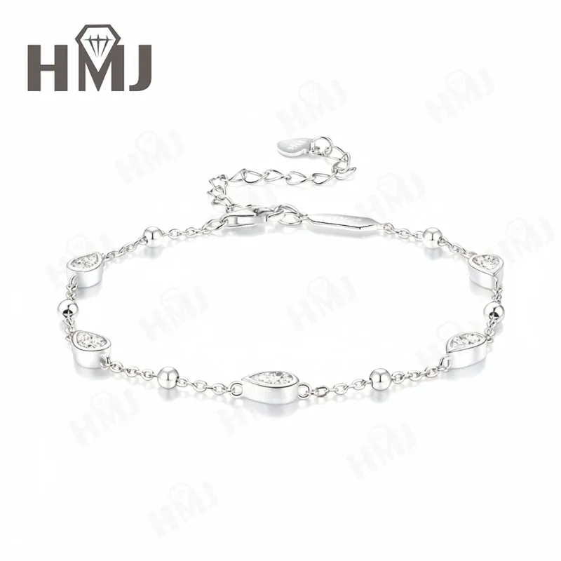 

Moissanite Bracelet with 1.75CT D White Pear Moissanite 925 Silver Plated White Yellow Rose Gold for Women Christmas Gift Daily