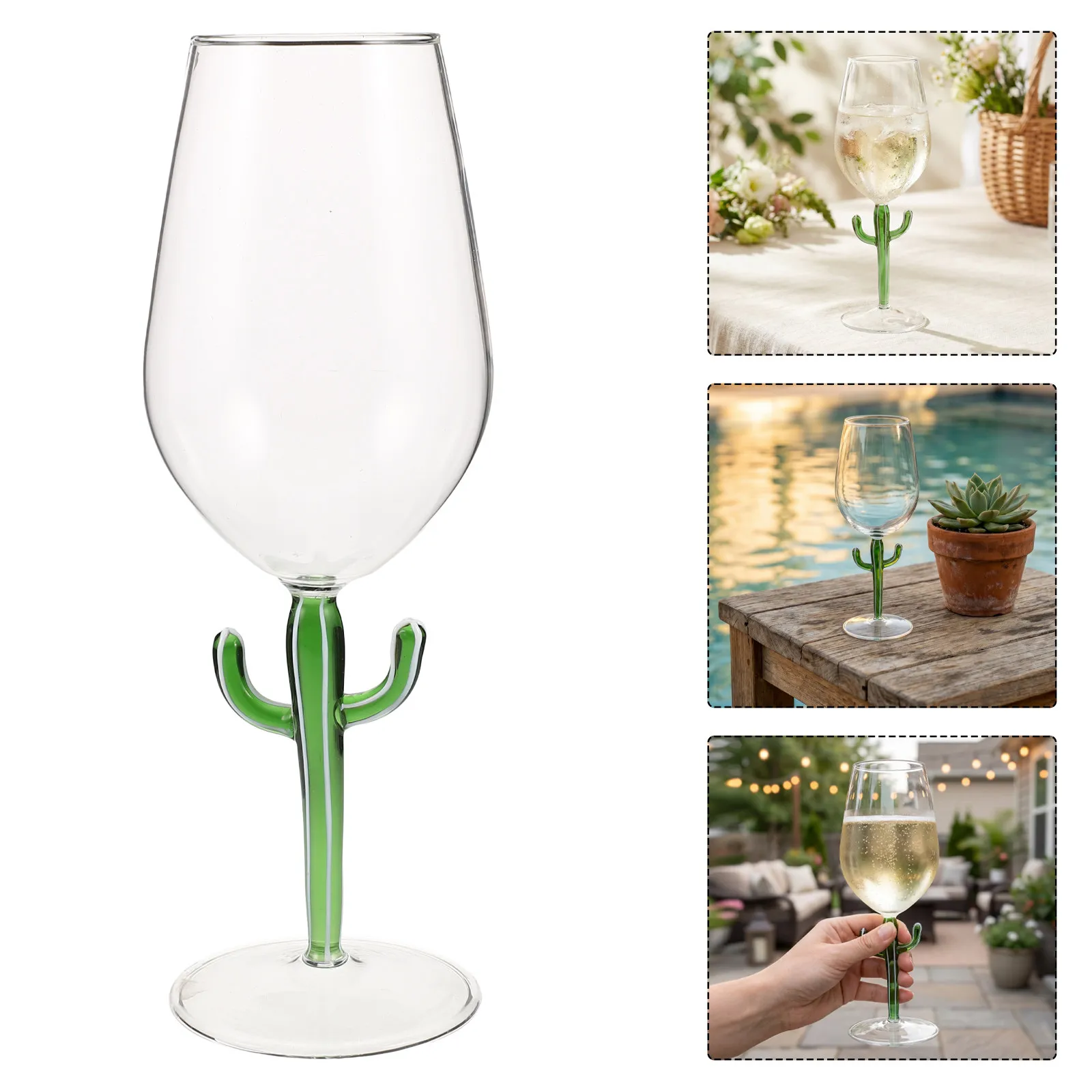 Cactus Shot Glasses Green Stemmed Hand Blown Margarita Glassware Outdoor Party Mexican Tequila Cocktail Glasses Unique Wedding