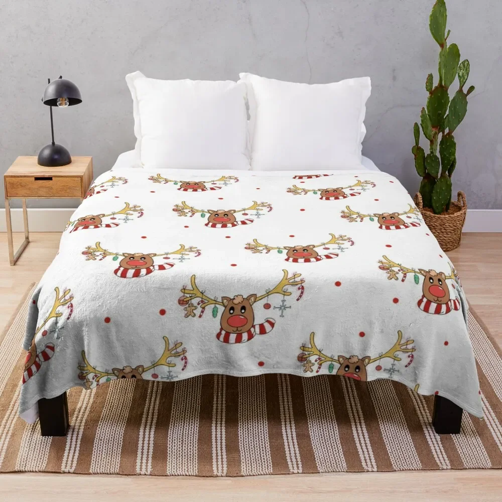 christmas reindeer Throw Blanket manga warm for winter Blankets