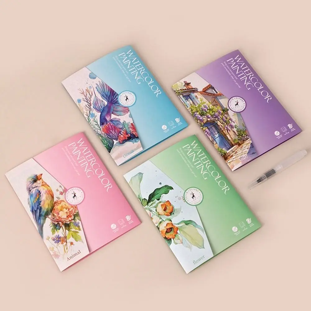 6-Page Foldable Watercolor Painting Kit High-Quality Paper With Painting Brush Watercolor Sketchbook 12 Colors