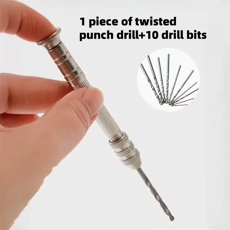 1/11pcs, 0.8-3.0mm Mini Hand Drill Wood work Tools Drilling Tool Manual Twist Drill Bits Jewelry Make Resin Drilling Model Craft