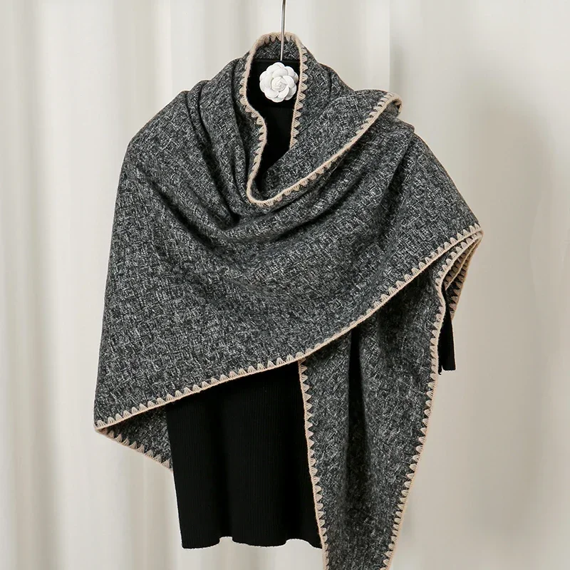 

Solid Color Women Cashmere Triangle Scarf Shawl Plain Neck Warmer Winter Ladies Bib Blanket Shawls Muffler designer scarf