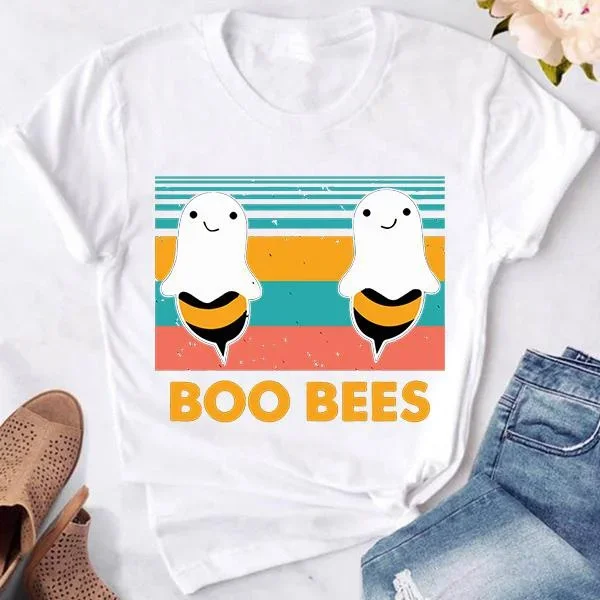 

Funny Boo Bees Print T-shirts for Women Summer Round Neck Tee Shirt Femme Fashion Casual T-shirts women clothing