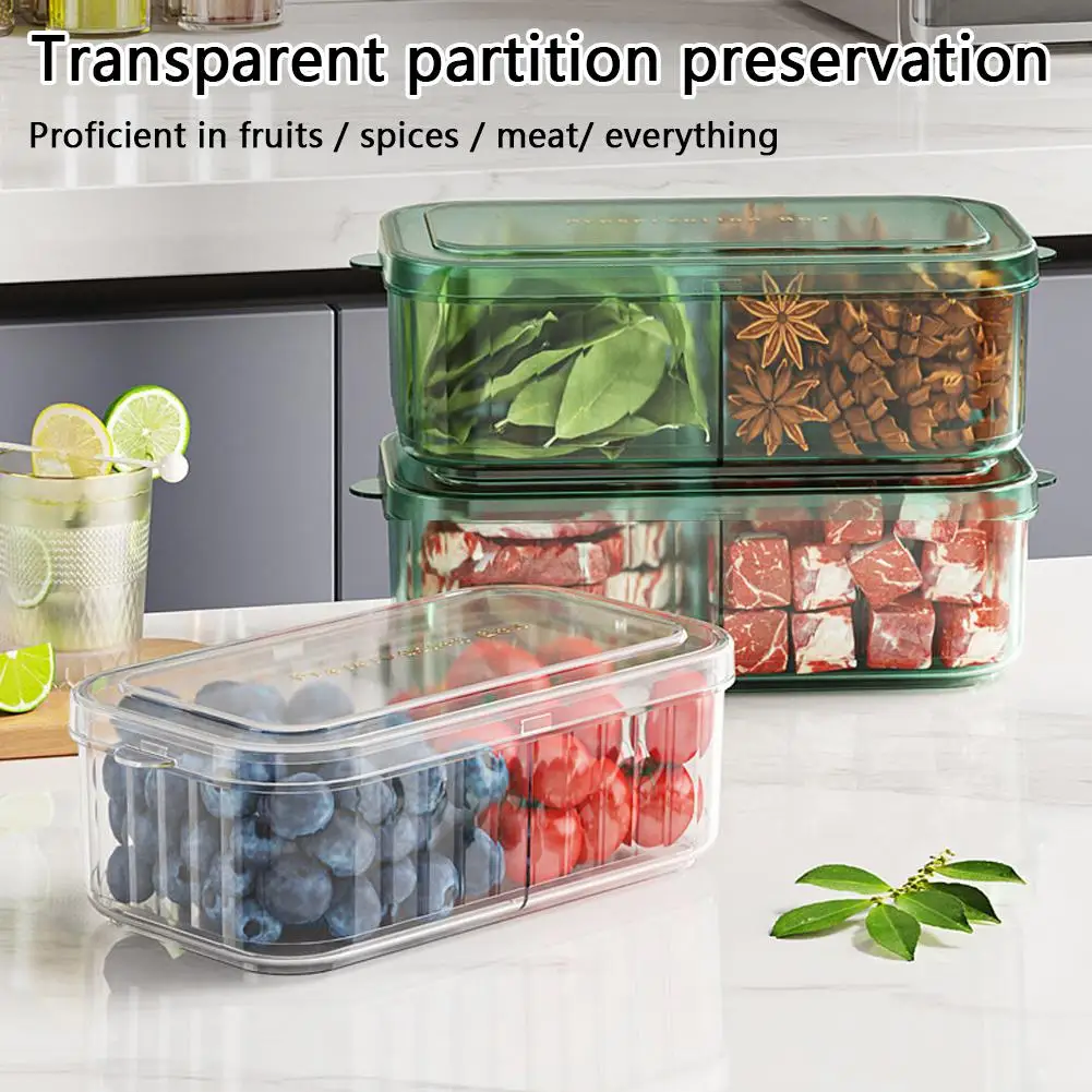 Fruit Vegetable Storage Container Microwave Sealed Food Fridge Box Rectangular Box -keeping Storage Kitchen Organizer C3k9