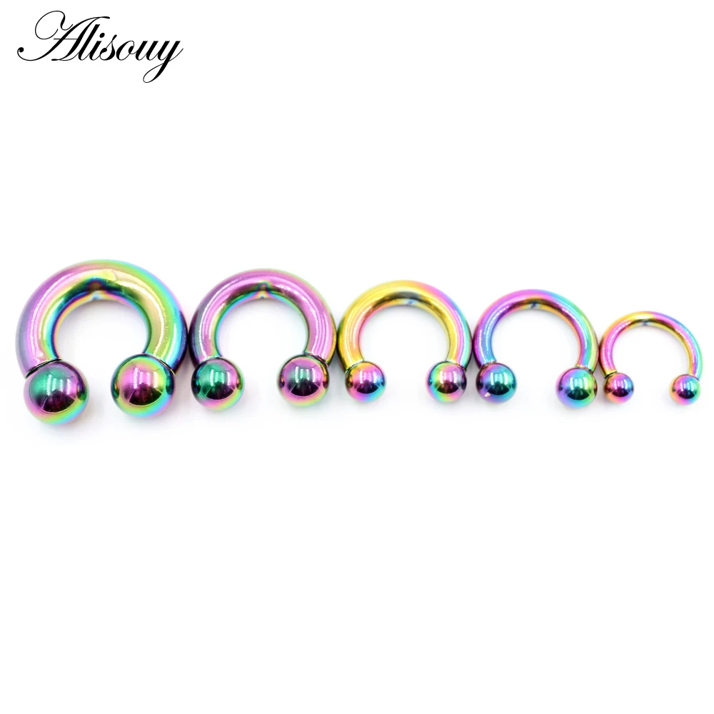 Alisouy 1pc Big Large Size Captive Bead Nose Ring Ear Plug Expander Guauge Male Genital BCR Hoop Earring Piercing Body Jewelry