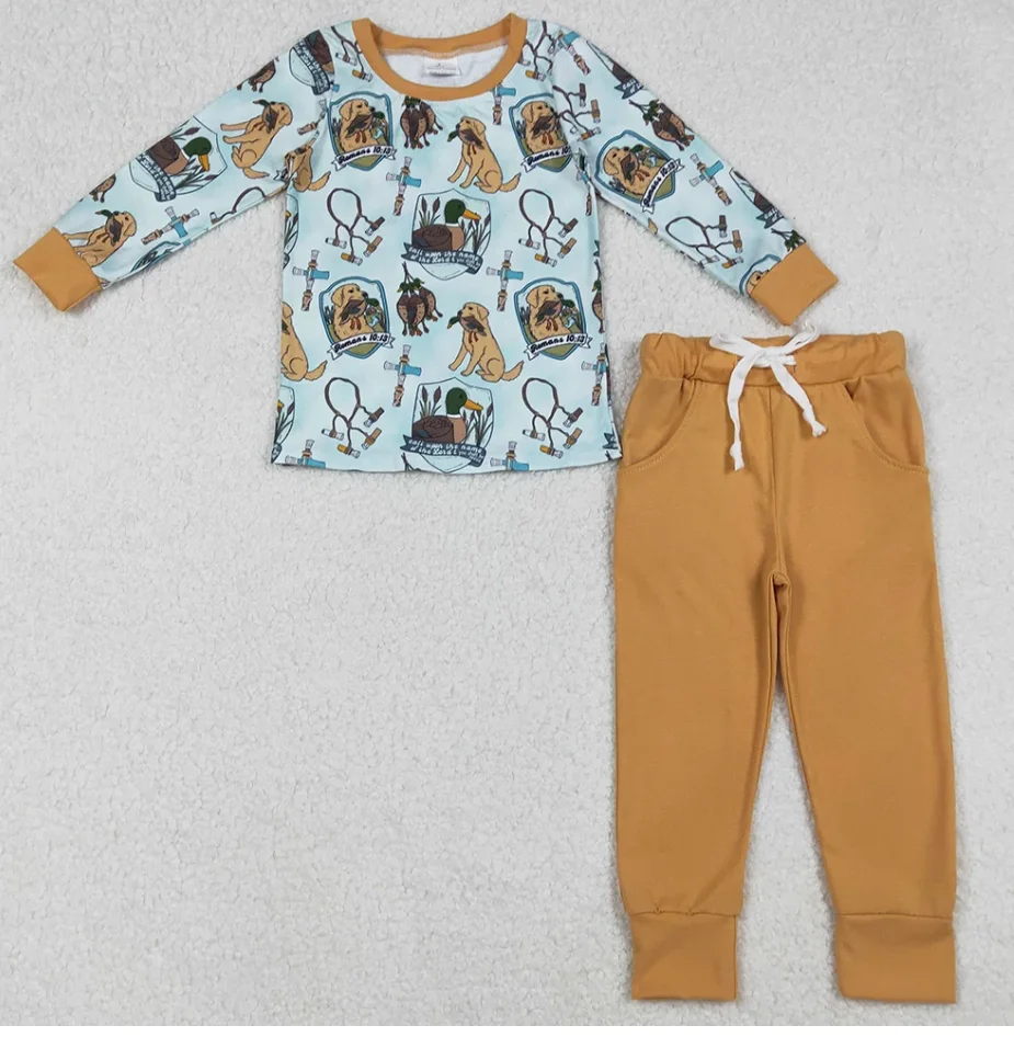 

New Fashion Kids Clothes Boys Dogs Duck Long Sleeve Tops Pants Fall Outfits Boys clothes outfits
