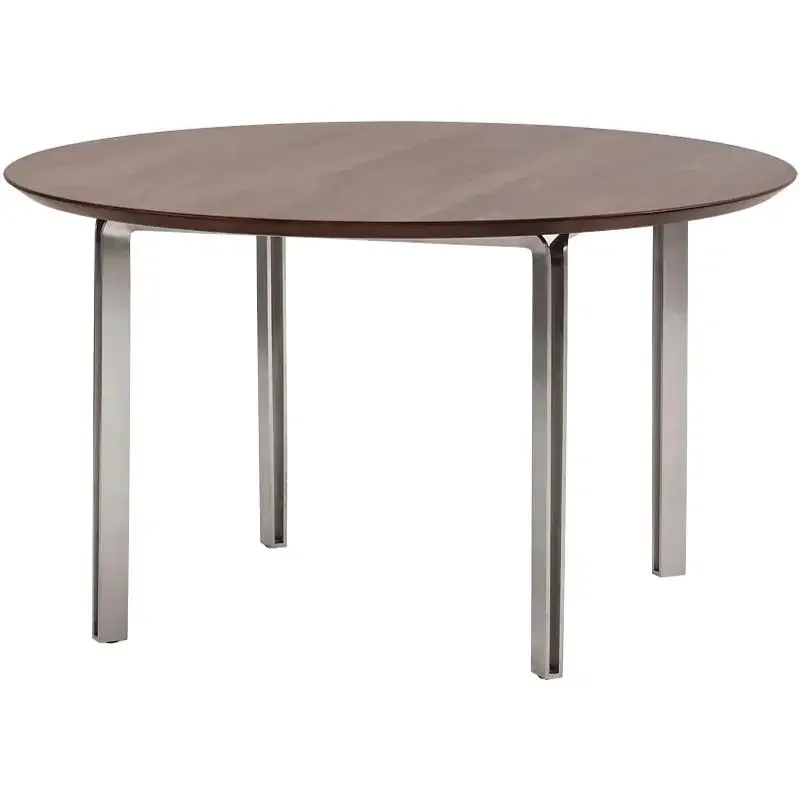 Nordic expression Italian minimalist medieval solid wood small apartment North American black walnut stainless steel round