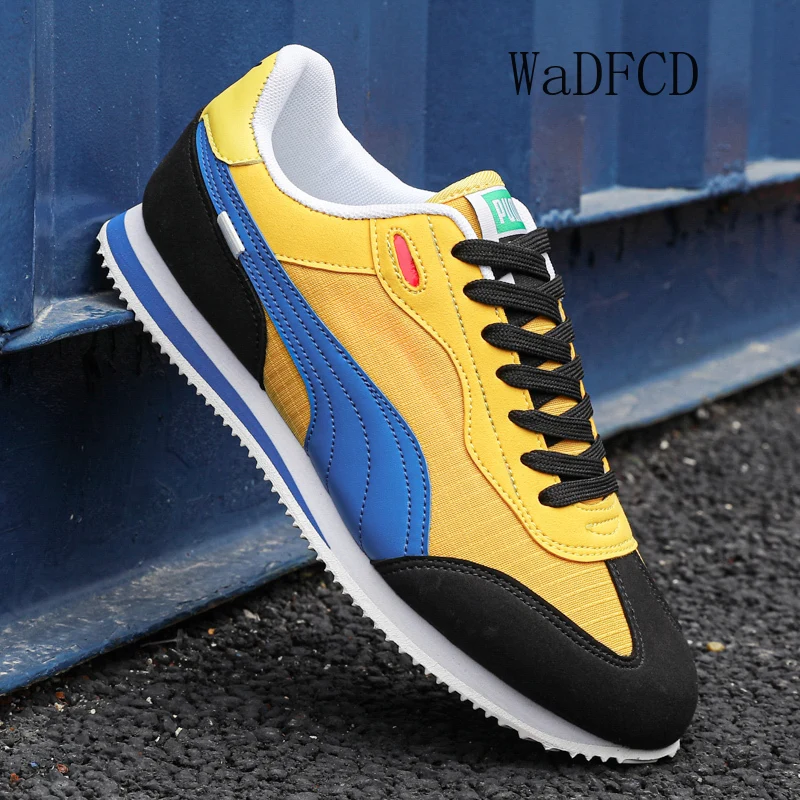 Retro Running Sneakers Plus Size 45 Men Casual Shoes Fashion Leather Canvas Breathable Height Increased Platform Board Shoes