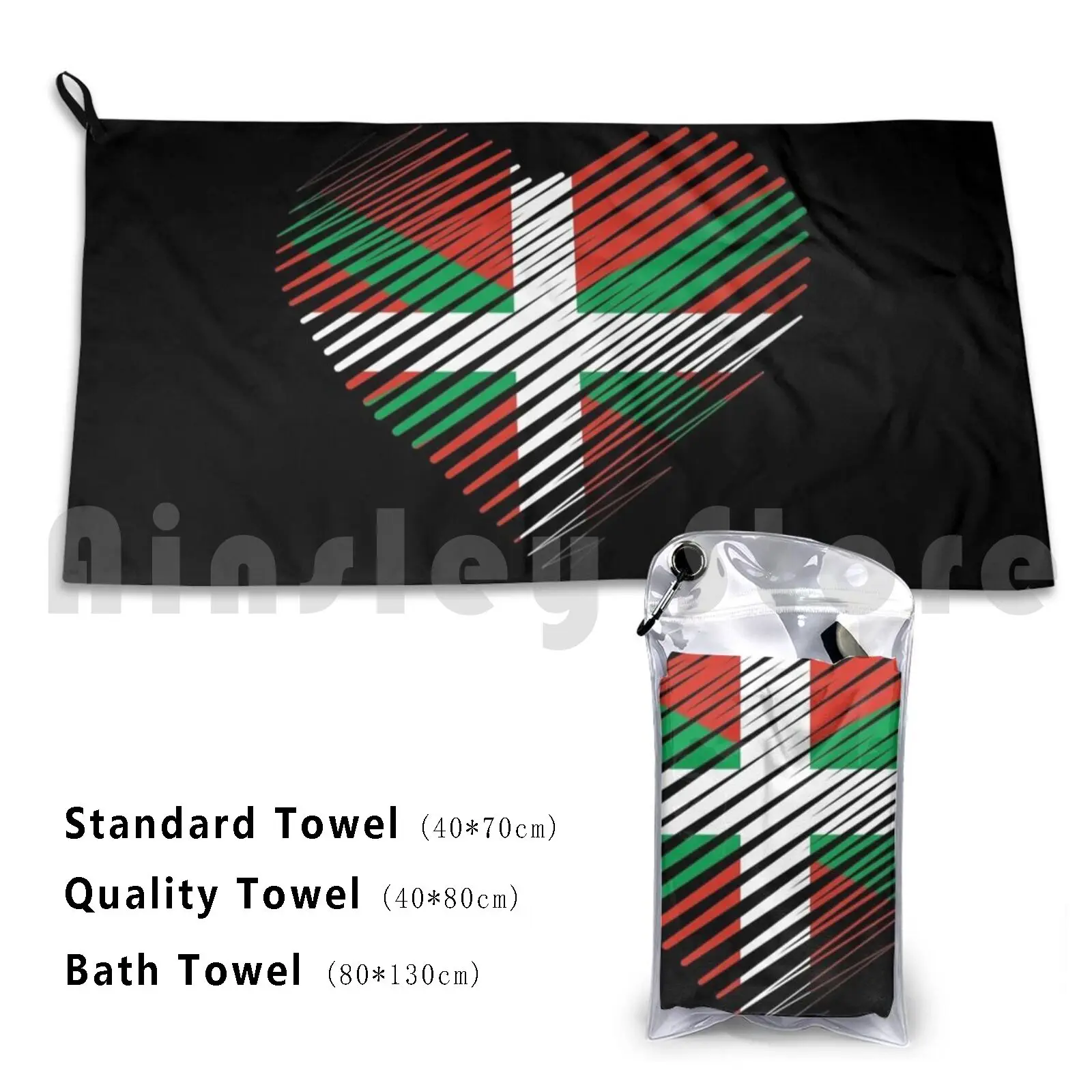 Towel Proud To Be Basque , Heart Basque , Euskadi , Euskal Herria , Basque Flag , Pride | Line Art