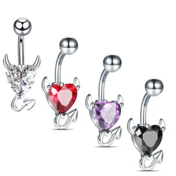 1Pc Surgical Steel Devil Belly Piercing Navel Ring Heart Belly Button Ring Piercing Nombril Ombligo Sexy Women Body Jewely 14G