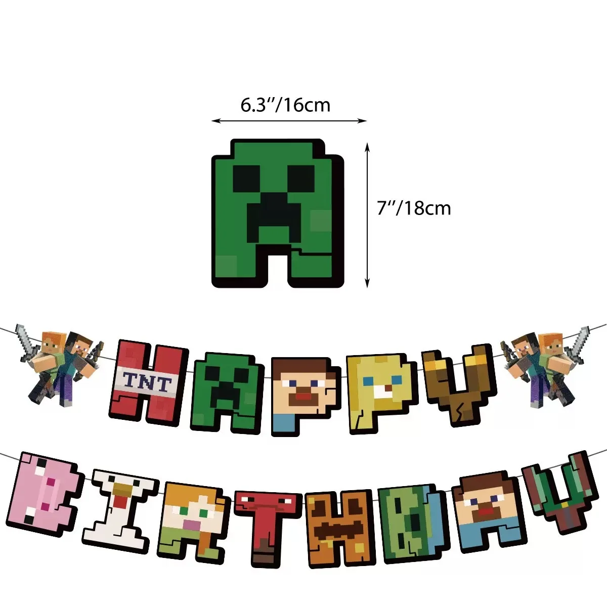 44/28pcs a set for Minecrafte Birthday Balloon Banner Party Decoration Anime Spiral Ornament Cake Topper Supplies Party Supplie view 5