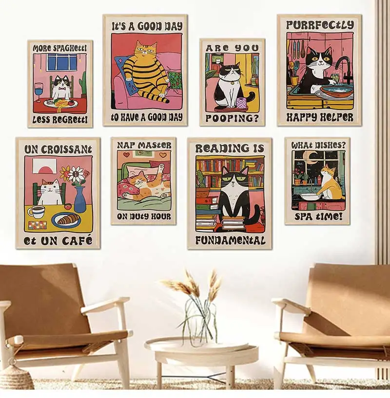 Are You Pooping Canvas Wall Art Print Poster Funny Bathroom Cat Toilet Decor Painting Home Gift Unframed