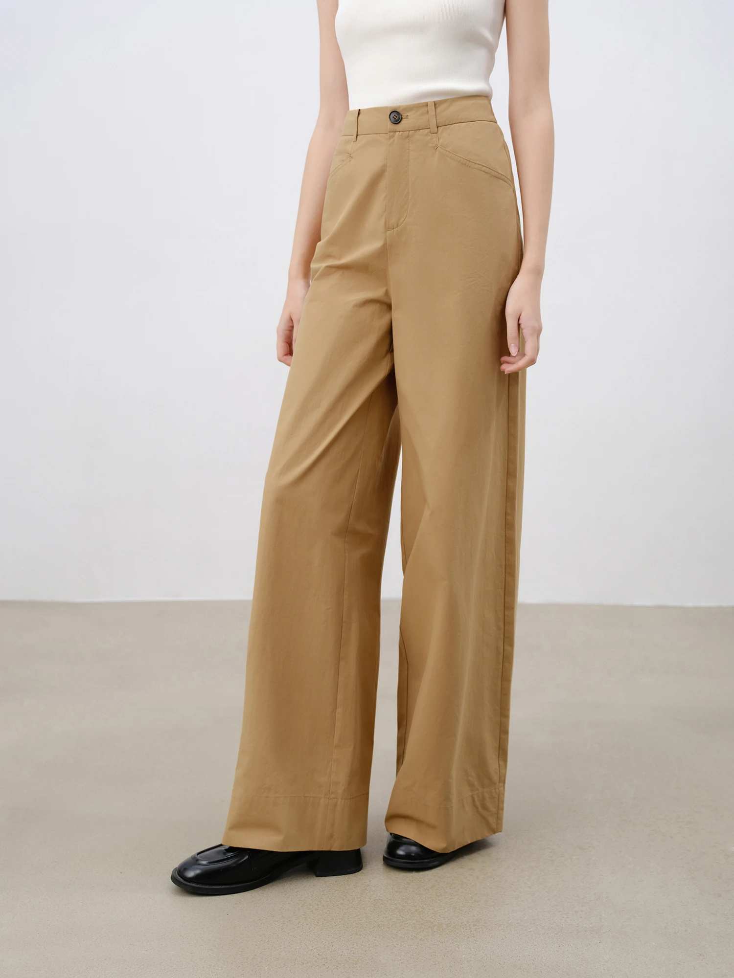 ZIQIAO Women White Casual Trousers 100% Cotton Spring New Female Khaki Long Trouser Women Cotton Straight Pants 25ZQ91008