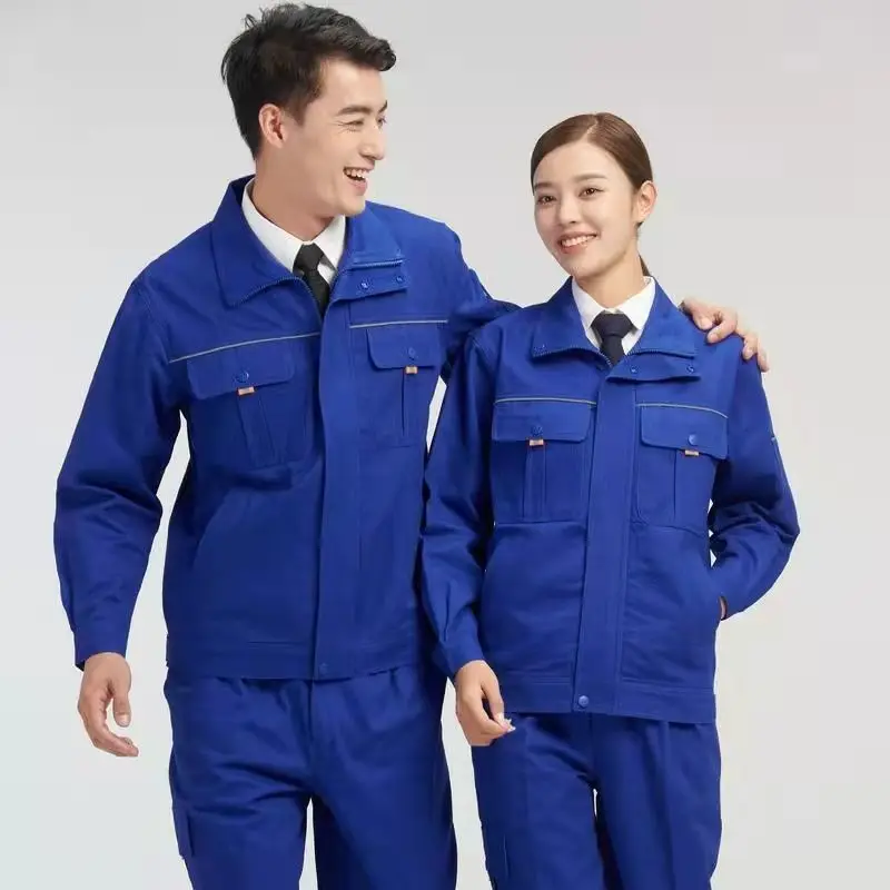 Thiened 純綿溶接作業服セット メンズ 春秋 火傷防止 車修理 耐摩耗性 労働保護服