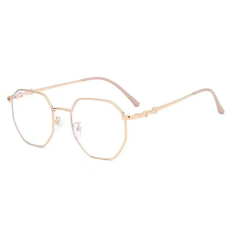 Women's Fashion Polygon Large Frame Anti Blue Light Glasses Flat Mirror Retro Style Unique Decoration Holiday Gift
