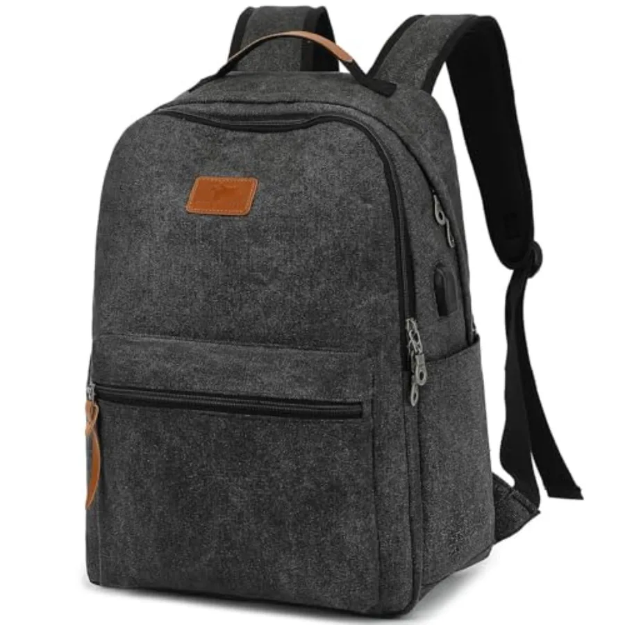 

Waterproof Canvas Backpack, Laptop Backpack with USB Charging Port, Vintage Backpacks for College Students, Casual Daypack for