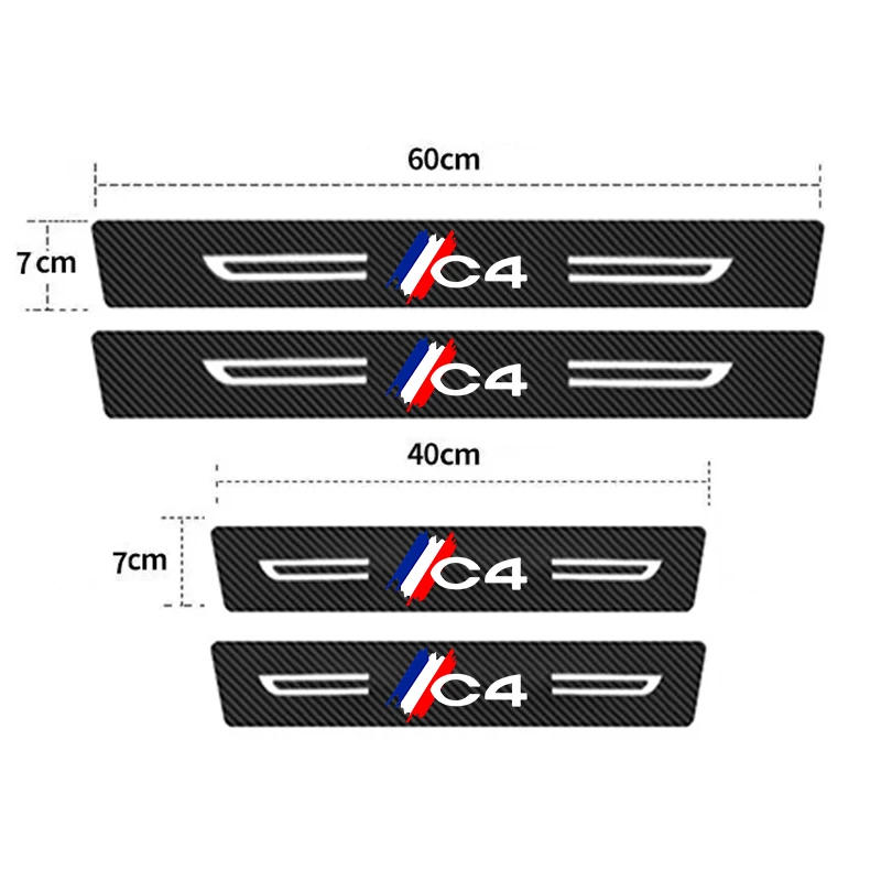 Car Door Threshold Stickers for Citroen C4 Rear Trunk Bumper Waterproof Accessories Sill Kick Plate Anti Scratch Kick Strip Film