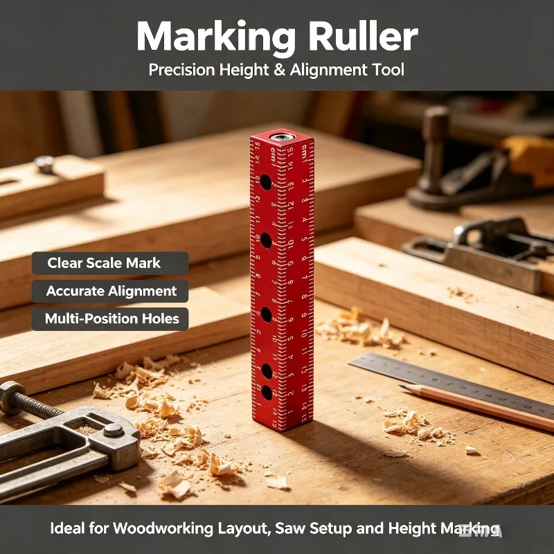 Multifunctional 4-Side Positioning Ruler Precise Magnetic Equal Height Gauge Hinge Mounting Locator Woodworking Auxiliary Tool