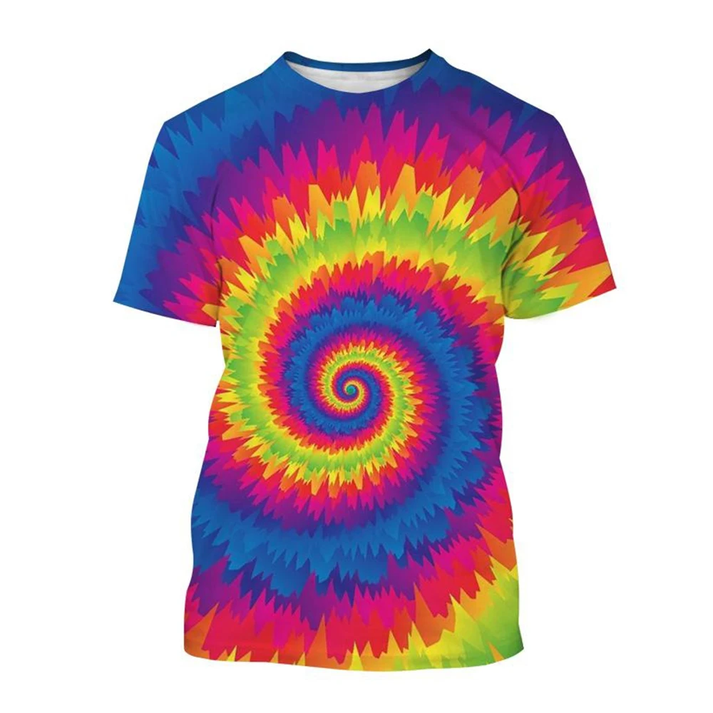 Children\'s T-Shirt Girl Gradient Color Tie-Dye Pattern Printing 3D T Shirt Boys and Girls Spiral Circle Tee Shirts Kids Clothes