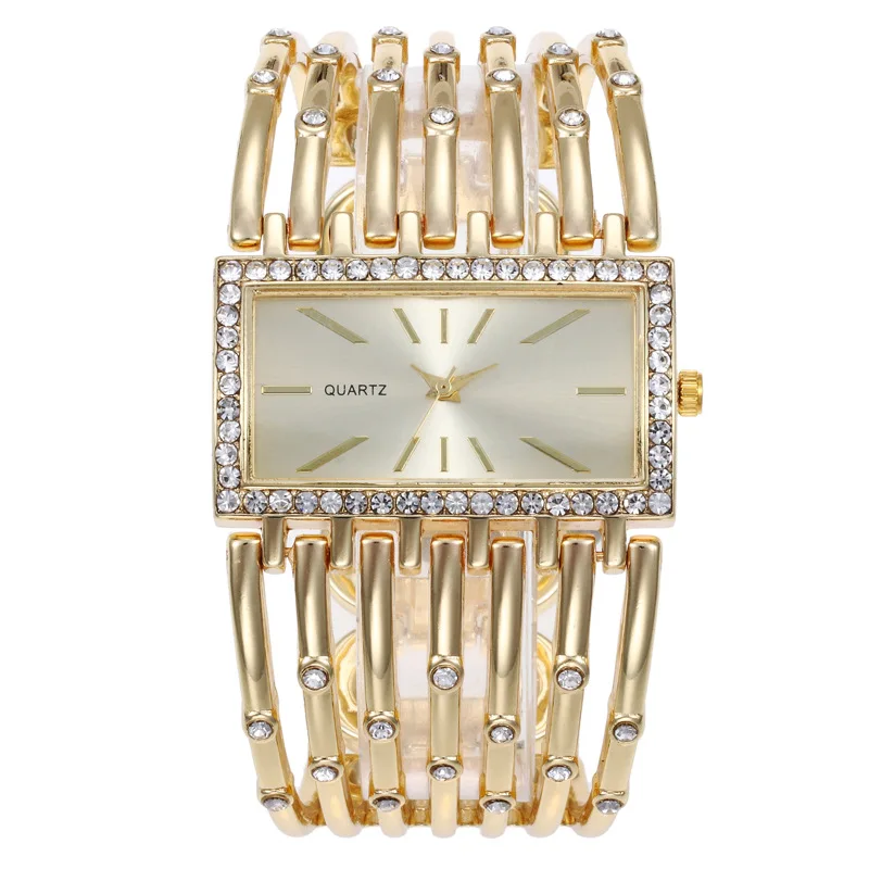 

High-end Fashion Diamond-encrusted Women's Bracelet Watch Simple Casual Broadband Square Quartz Women's Watch