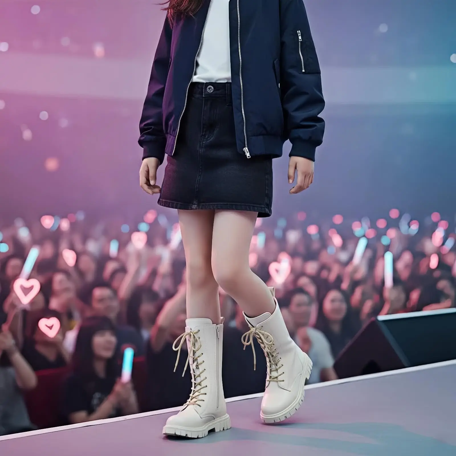 Botas de invierno antideslizantes para chicas adolescentes, botines góticos Punk, uso diario, botas de combate de piel sintética a media pantorrilla con cremallera lateral