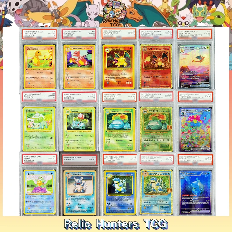 

PKM Generation I 1999 Trading Card Game 1st Edition Shadowless Charizard Blastoise Card 10/9/8Point Rating Card Anime Game Card
