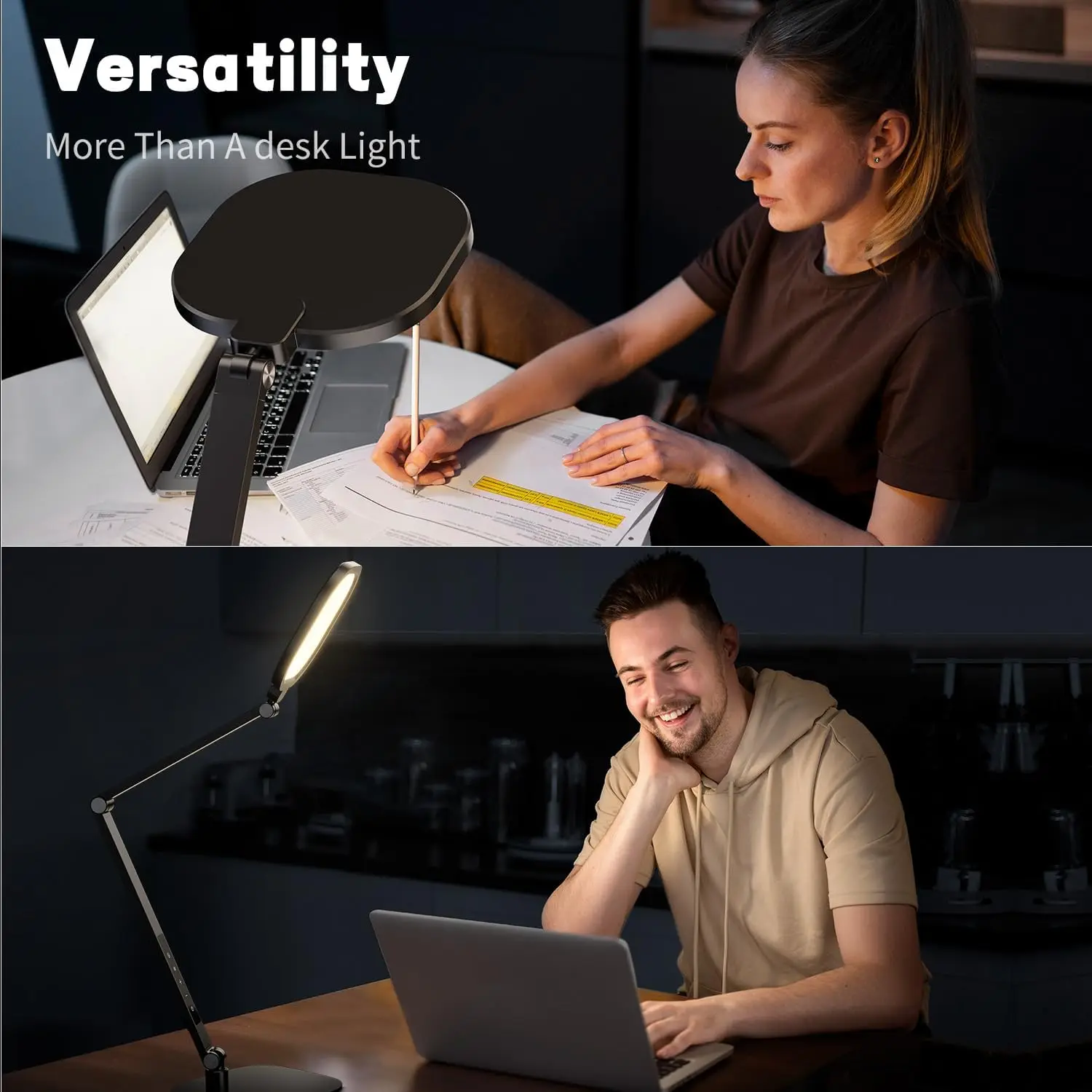 Modern LED Desk Lamp with 3 Color Temperatures, 10 Brightness Levels, Dimmable Memory Timer for Home Office Eye Care