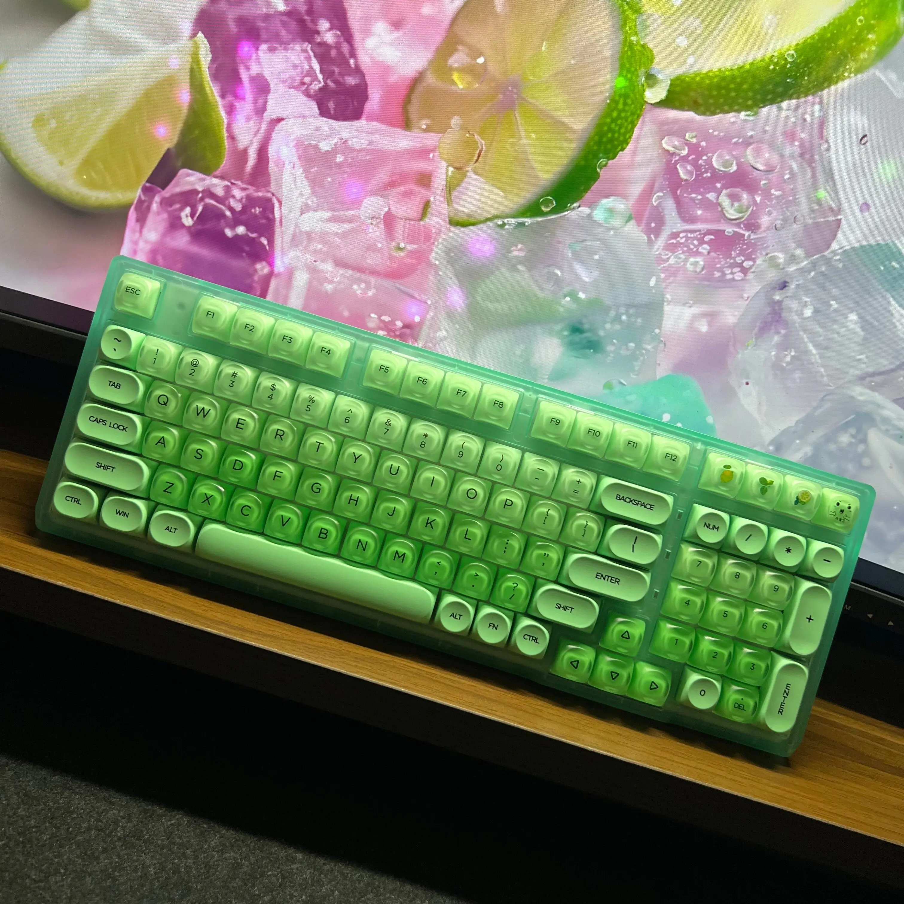 Jelly Green Themed Mechanical Keyboard Bluetooth Wireless Tri-mode Customize Hot Swap RGB Ergonomics Office Gaming Keyboard Gift
