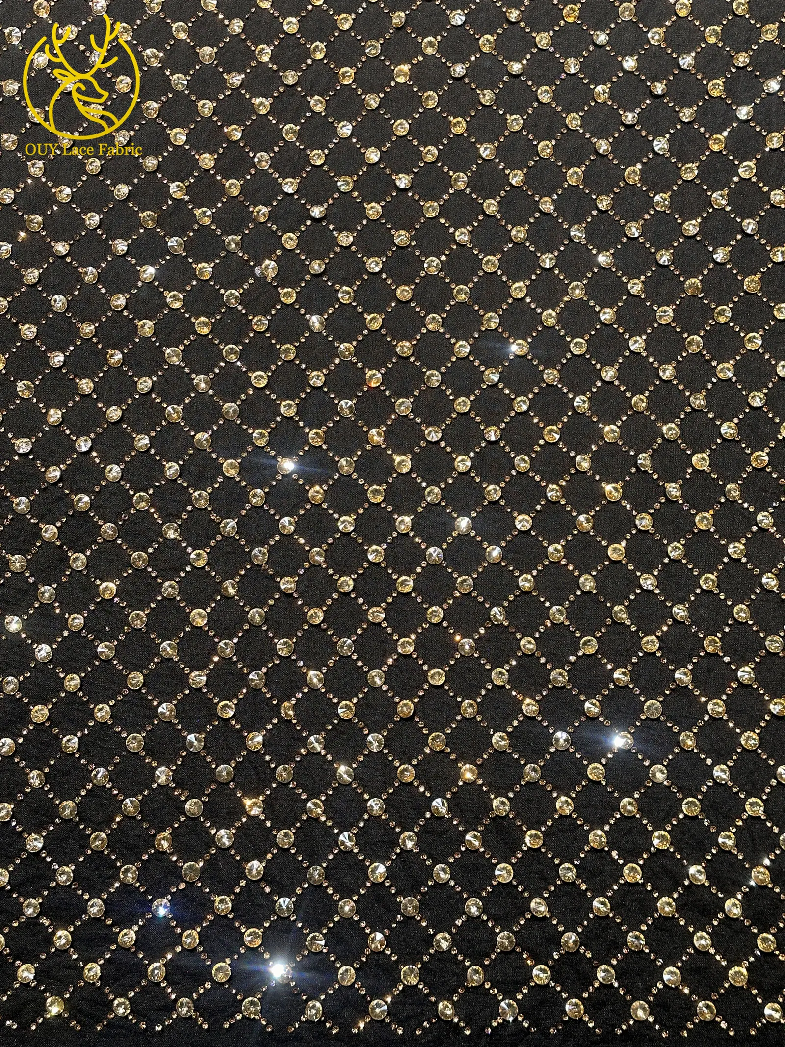 Hochwertiger, maßgefertigter, luxuriöser, handgefertigter Diamant-Mesh-Spitzenstoff 2026 – Afrikanischer Spitzenstoff, nigerianischer Stein-Tüll-Spitzenstoff für Partykleider zum Nähen – Detail 6