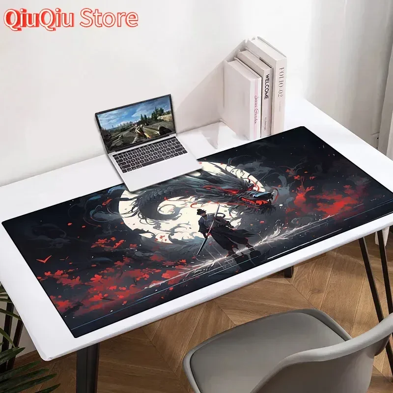 

Moon Samurai Xxl Mouse Pad 900x400 Non-slip Rubber Keyboard Gaming Mats Playmat Deskpad Computer and Office Mousepad Anime Gamer