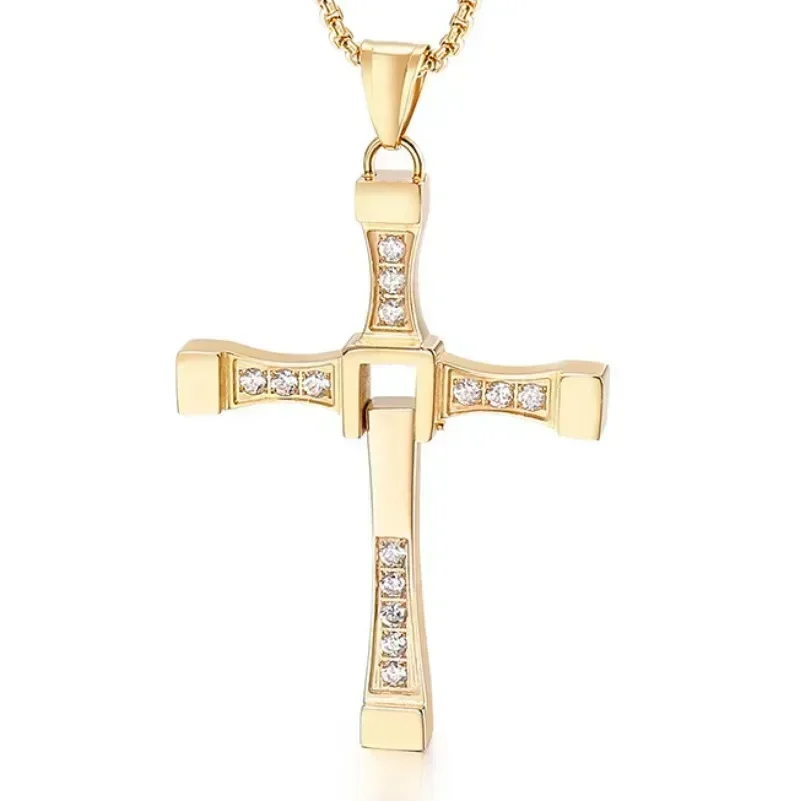 2025 New Vin Diesel Pendant Fast and Furious Boy Stainless Steel Dominic Toretto Cross Necklace for Men Chain Gift