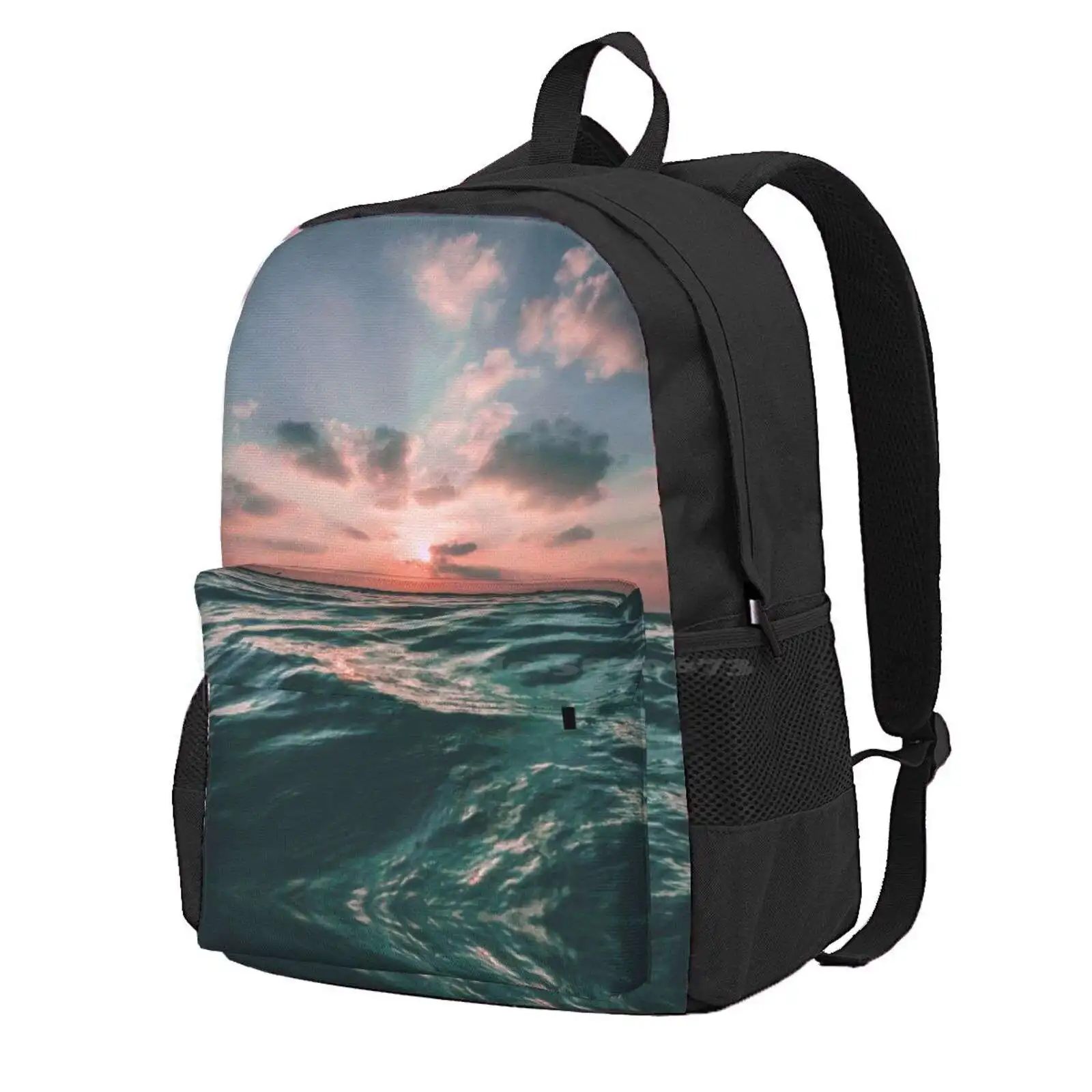 Sunset Paradise Hot Sale Schoolbag Backpack Fashion Bags Dorm Room College Trendy Luxury Blue Turquoise Sky Popular Beaches