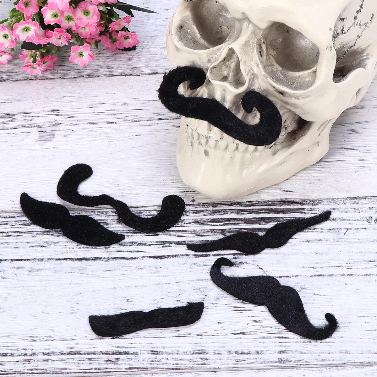 

6Pcs Costume Party Halloween Fake Mustache Funny Fake Beard Whisker (Black)