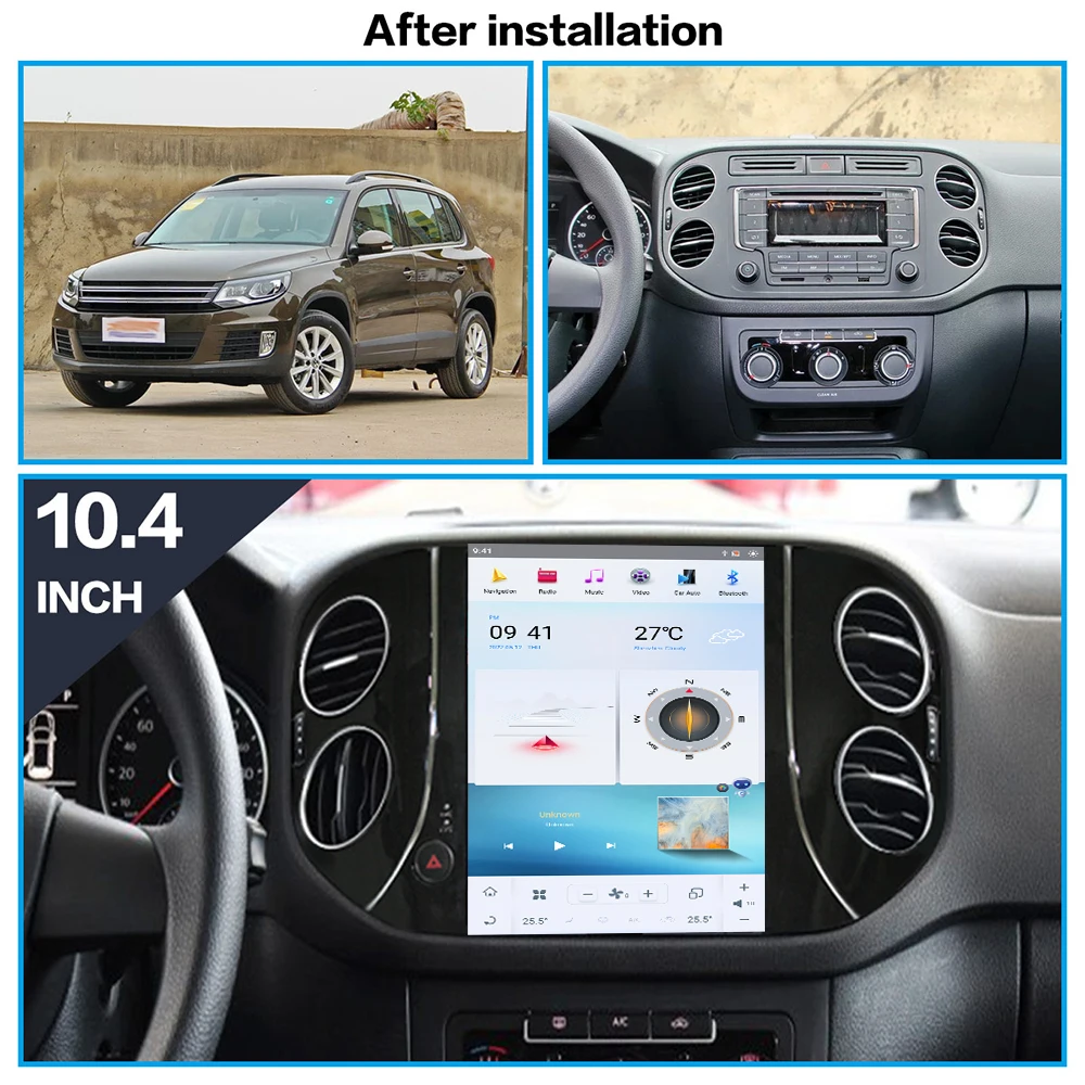 10.4'' Qualcomm 8 core For VW Tiguan 2010-2016 Car Radio Multimedia Player Android 11 Auto GPS Navigation Wireless Carplay Head