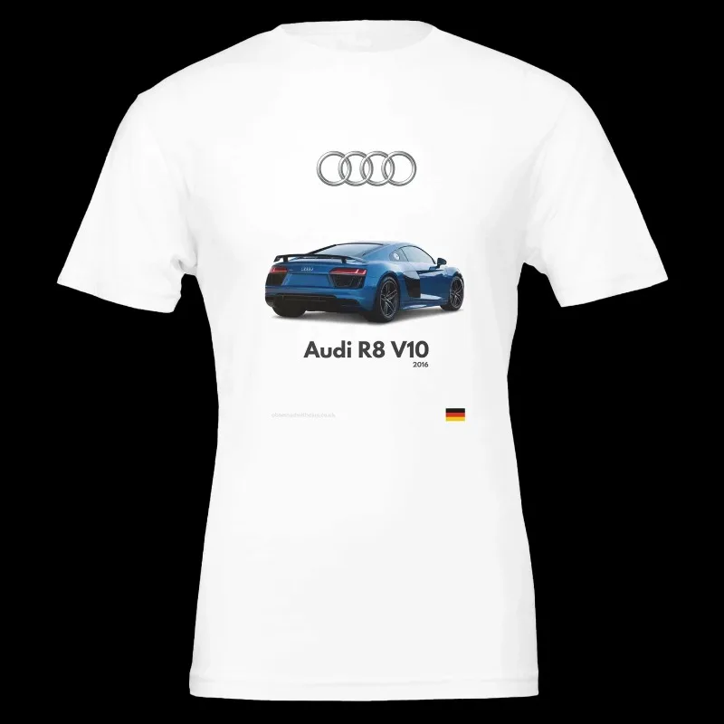 

Летняя футболка Audi R8 V10, мужская летняя хлопковая футболка высокого качества с принтом, топ