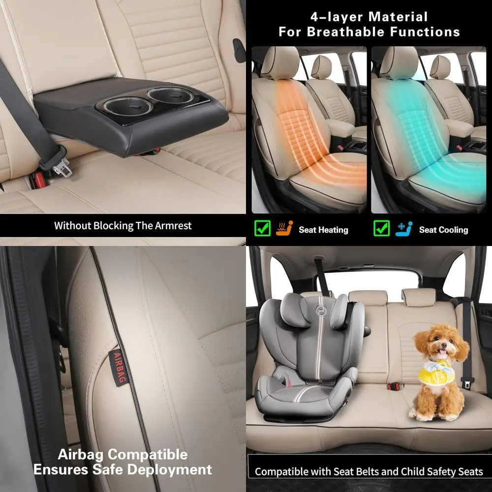 

Custom Fit Outback Car Seat Covers for Select Subaru Outback 2015 2016 2017 2018 2019 - Leather (Beige)